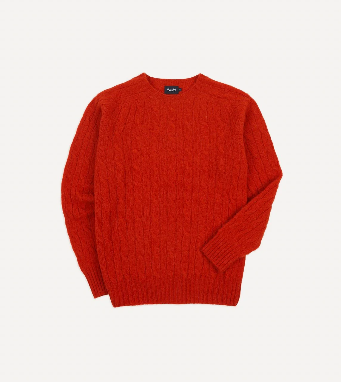 Brushed Cable Knit Shetland Crew Neck Jumper