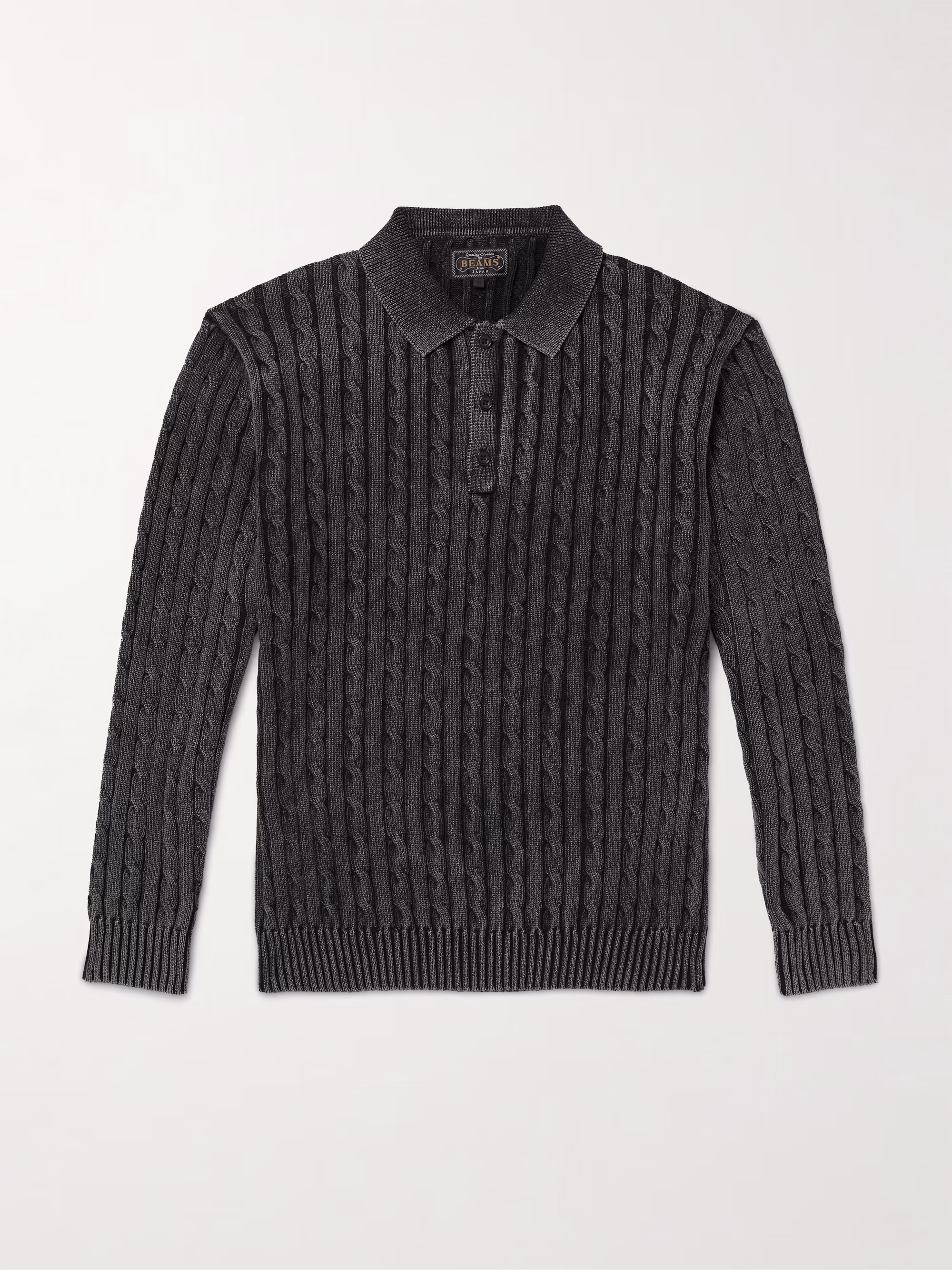 Cable-Knit Cotton Polo Shirt