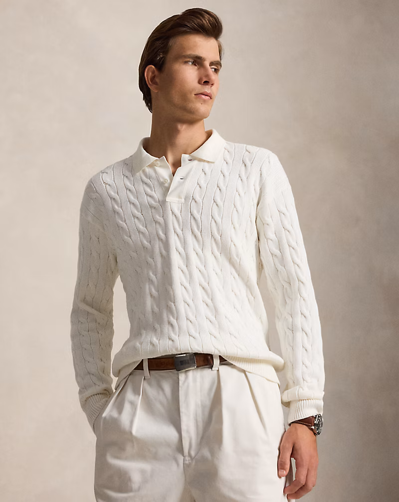 Relaxed Fit Cable-Knit Cotton Sweater